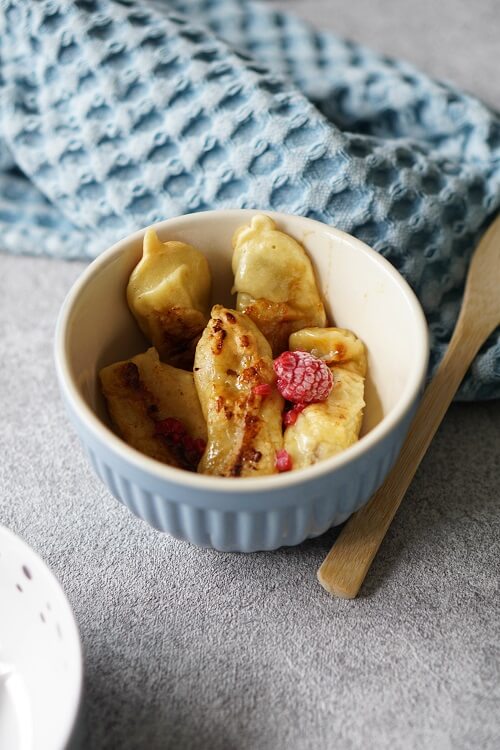 Banane im Pfannkuchenteig - breifrei Frühstück ohne Zucker