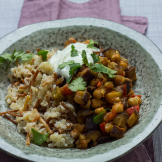 libanesischer Reis mit Auberginen-Gemüse und Baharat von breifreibaby