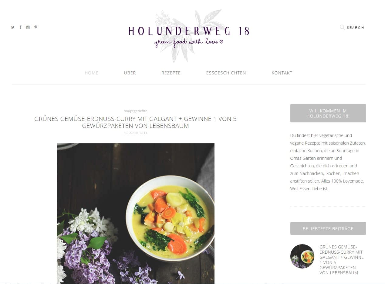 Wir stellen den Blog Holunderweg 18 in den Freitagslieblingen vor