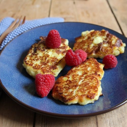 Quarkkeulchen Rezept ohne Zucker mit Himbeeren