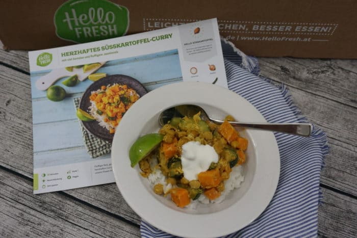 Curry mit Kichererbsen aus der HelloFresh Box für gesunde Rezepte mit Gemüse