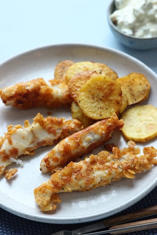 Fischstäbchen selber machen mit Cornflakes - gesund für Kinder