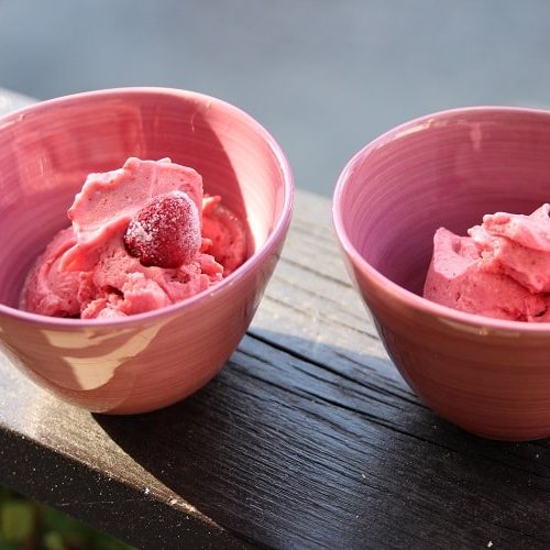Erdbeereis mit dem Thermomix oder Mixer selber machen - vegan und ohne Zucker