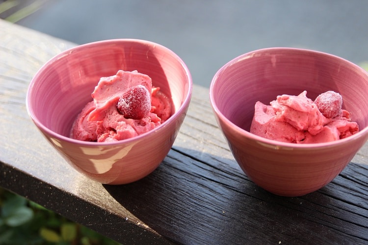 Erdbeereis mit dem Thermomix oder Mixer selber machen - vegan und ohne Zucker