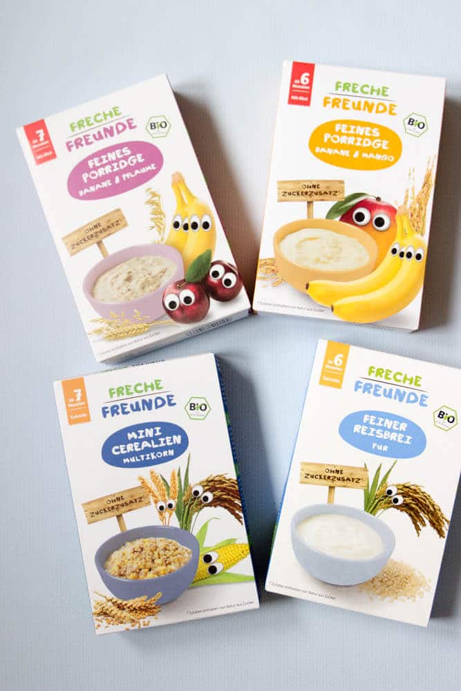 Freche Freunde Frühstück für Babys - unser Tipps und ein Rezept für das BLW und breifrei Frühstück mti Müsli und Porridge für Babys