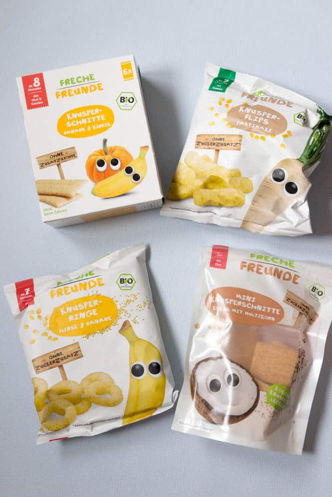 Banane, Mango, Apfel und Pastinake für Babys - Snacks und Hirsekringel für Babys und BLW