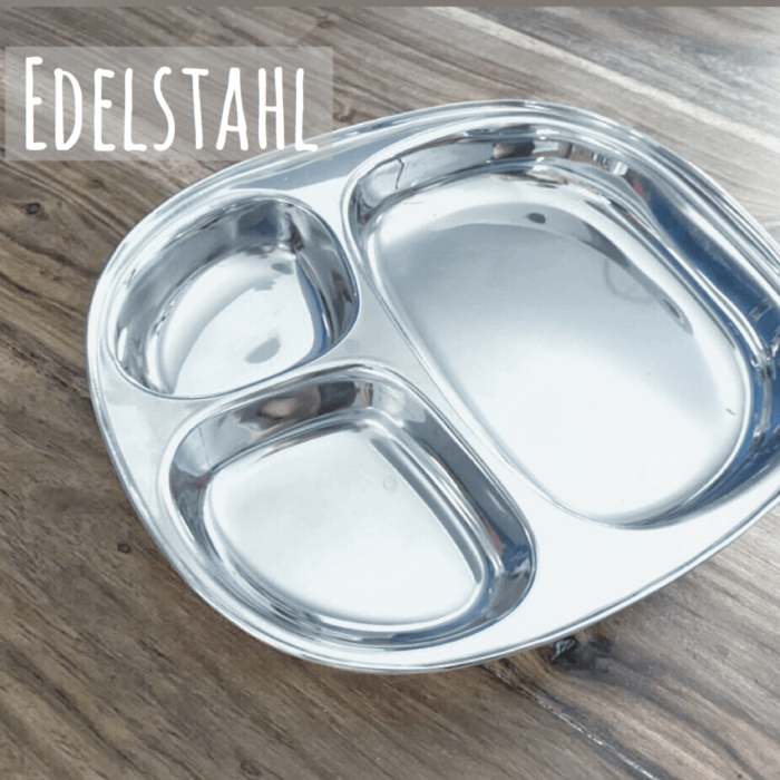 Teller für Kinder aus Edelstahl - Babyteller mit drei Fächern