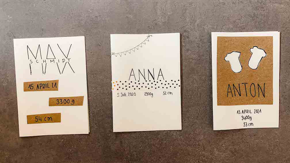 Geburtskarten selbst machen oder DIY