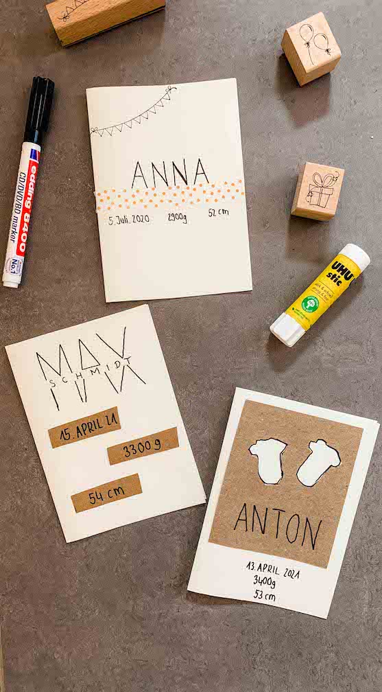 Geburtskarten selbst machen Babys